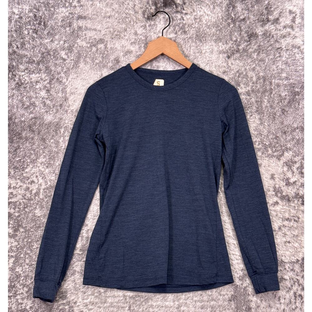 Tracksmith Harrier Long Sleeve Shirt Small Womens Merino Wool Blue Running